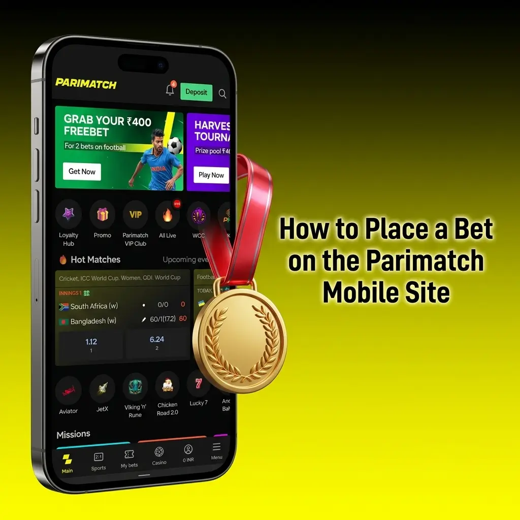 Step-by-step guide to placing a bet on Parimatch mobile site with sports selection and bet slip in INR